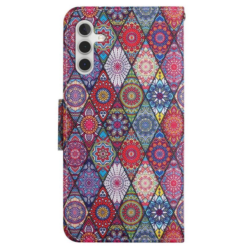 Kotelot Samsung Galaxy A15 5g Patchwork Hihnalla Suojakuori