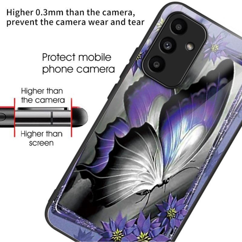 Kuori Samsung Galaxy A15 5g Purple Butterfly Tempered Glass