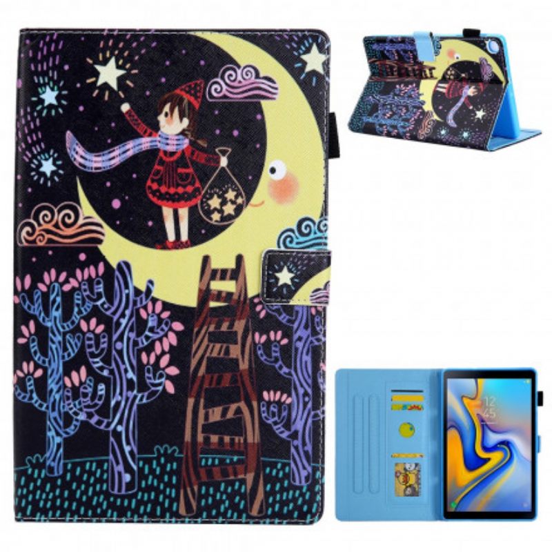 Nahkakotelo Samsung Galaxy Tab A7 Girl In The Moon