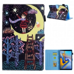 Nahkakotelo Samsung Galaxy Tab A7 Girl In The Moon