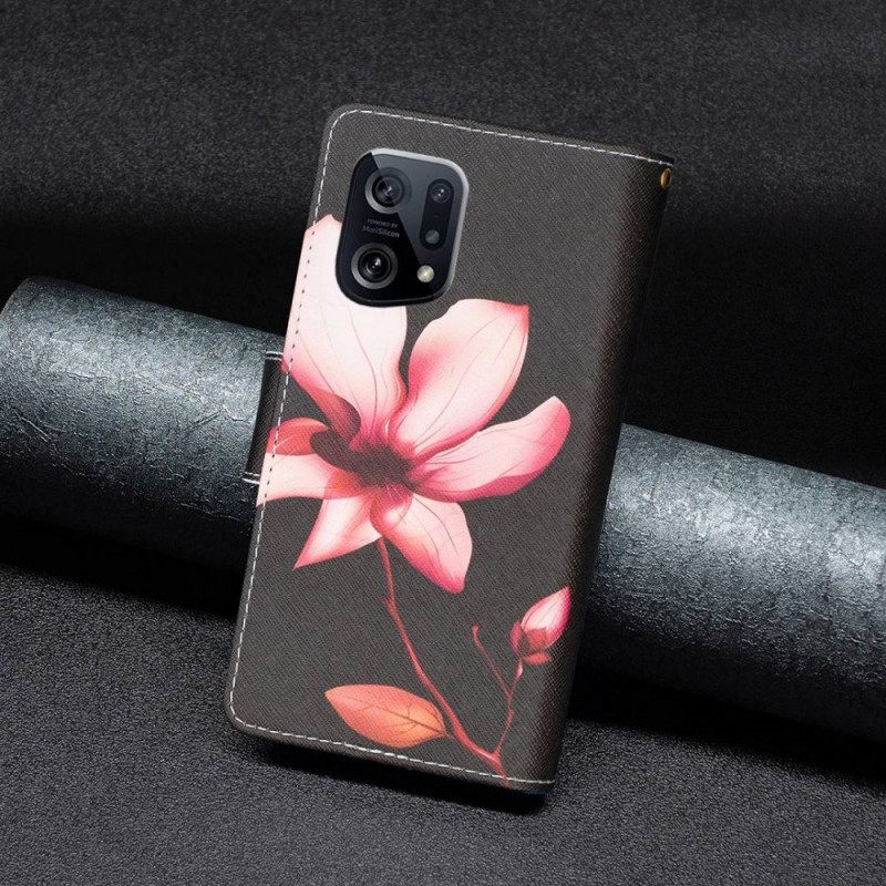 Flip Case Oppo Find X5 Flower Vetoketjullinen Tasku