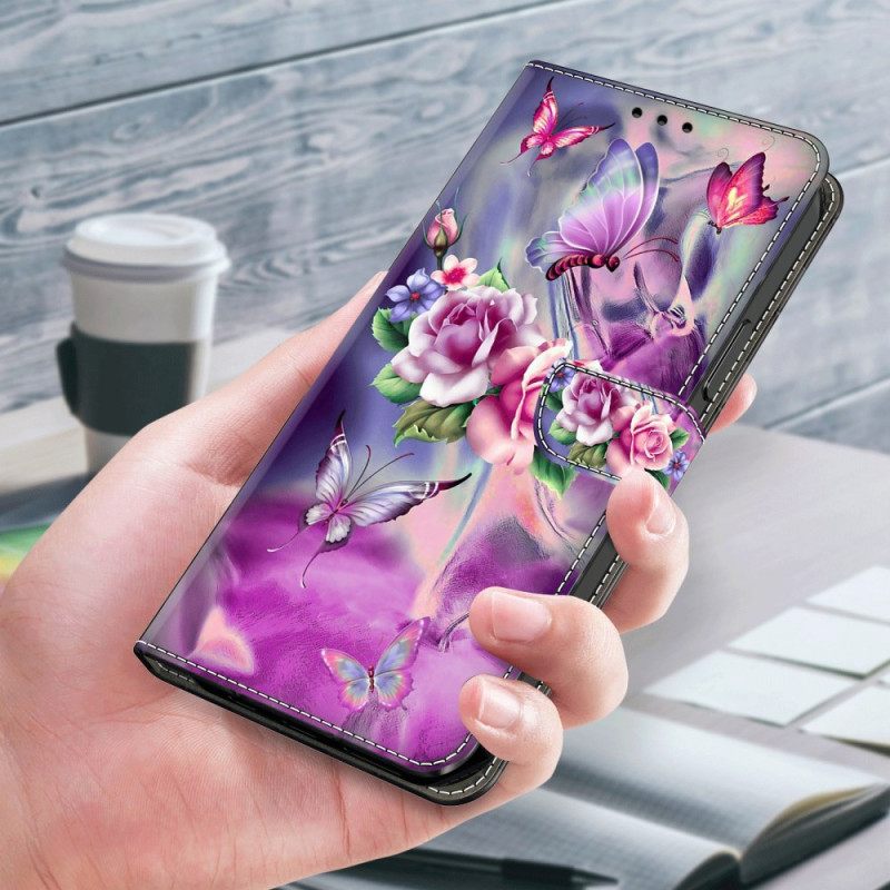 Kuoret Honor X9b / Magic 6 Lite Perhosia Ja Purppuraisia Kukkia