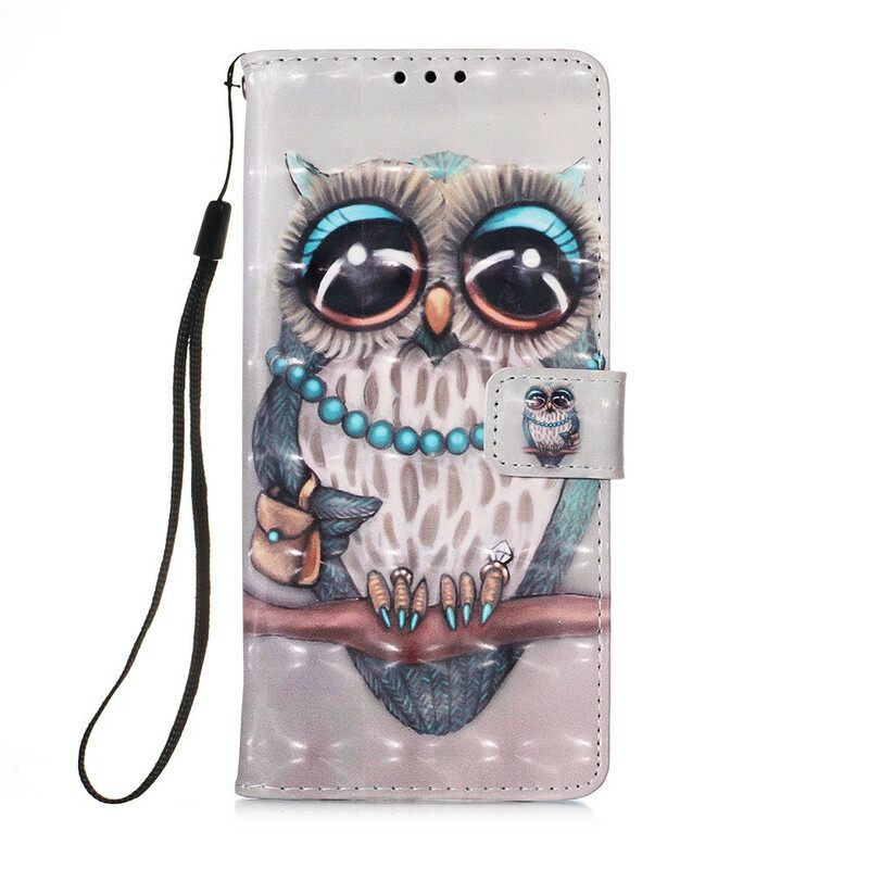 Flip Case Huawei P Smart 2020 Suojaketju Kuori Miss Owl Hihnassa