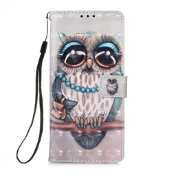 Flip Case Huawei P Smart 2020 Suojaketju Kuori Miss Owl Hihnassa