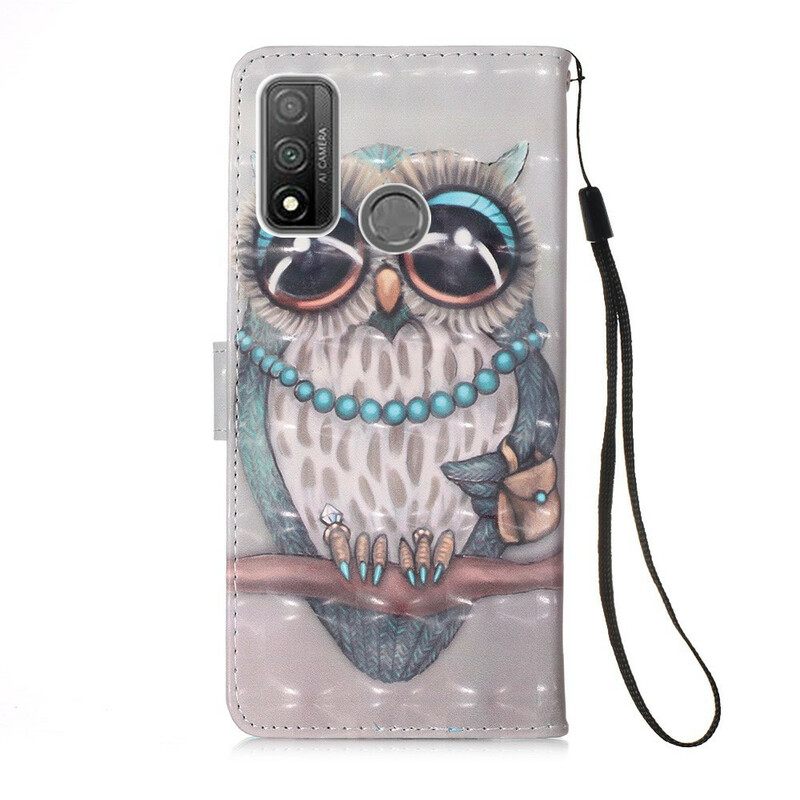 Flip Case Huawei P Smart 2020 Suojaketju Kuori Miss Owl Hihnassa