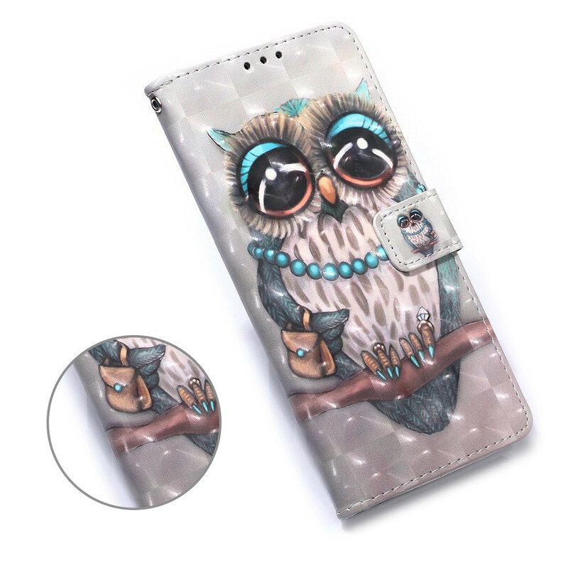 Flip Case Huawei P Smart 2020 Suojaketju Kuori Miss Owl Hihnassa