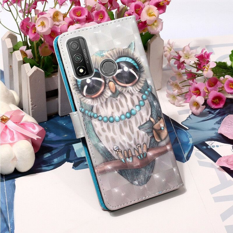 Flip Case Huawei P Smart 2020 Suojaketju Kuori Miss Owl Hihnassa