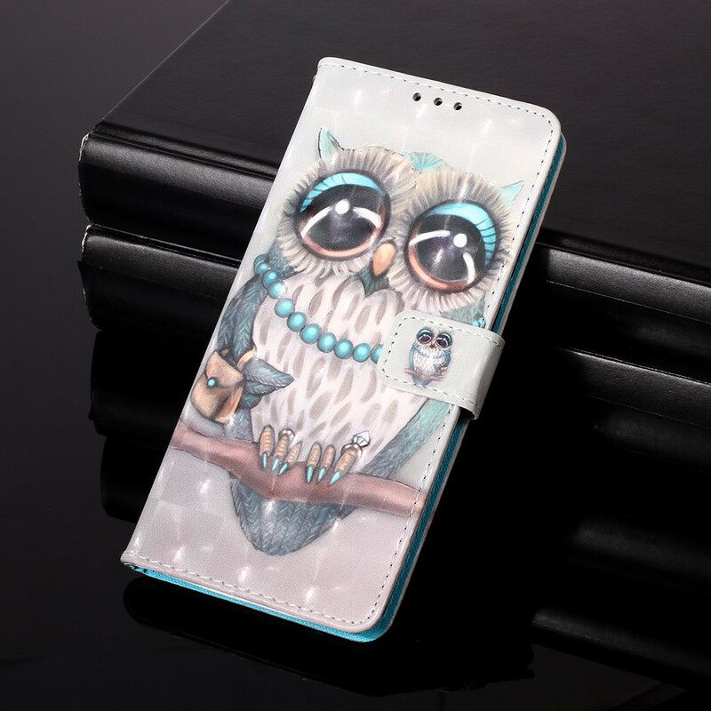 Flip Case Huawei P Smart 2020 Suojaketju Kuori Miss Owl Hihnassa