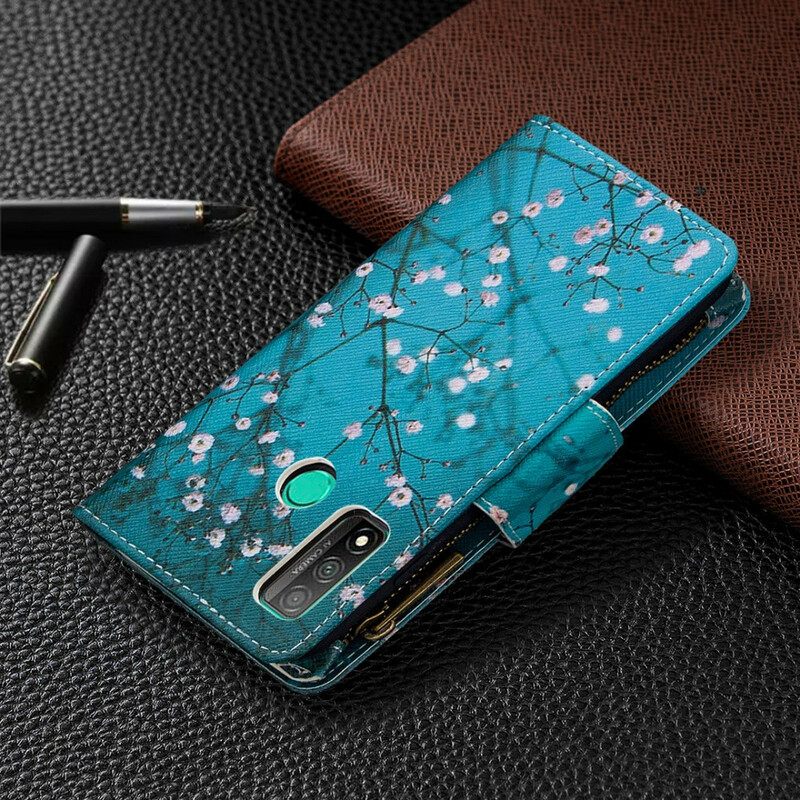 Flip Case Huawei P Smart 2020 Vetoketjullinen Puutasku