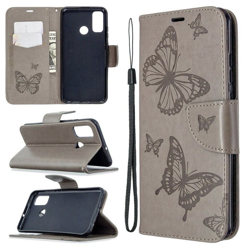 Nahkakotelo Huawei P Smart 2020 Butterflies In Flight With Lanyard