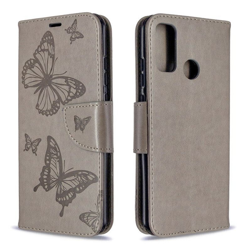 Nahkakotelo Huawei P Smart 2020 Butterflies In Flight With Lanyard