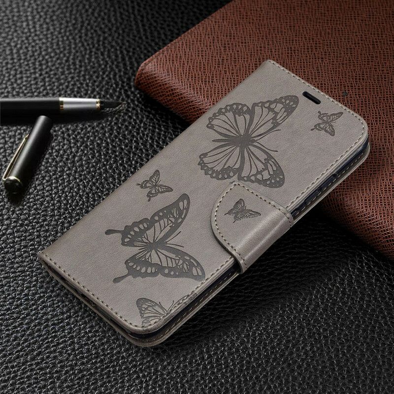 Nahkakotelo Huawei P Smart 2020 Butterflies In Flight With Lanyard