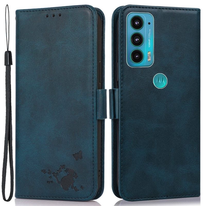 Flip Case Moto E40 / E30 / E20 Kissa Ja Perhoset