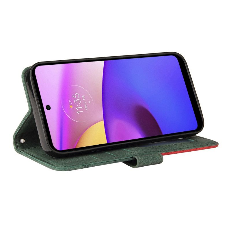 Flip Case Moto E40 / E30 / E20 Signature Kaksisävyinen Keinonahka