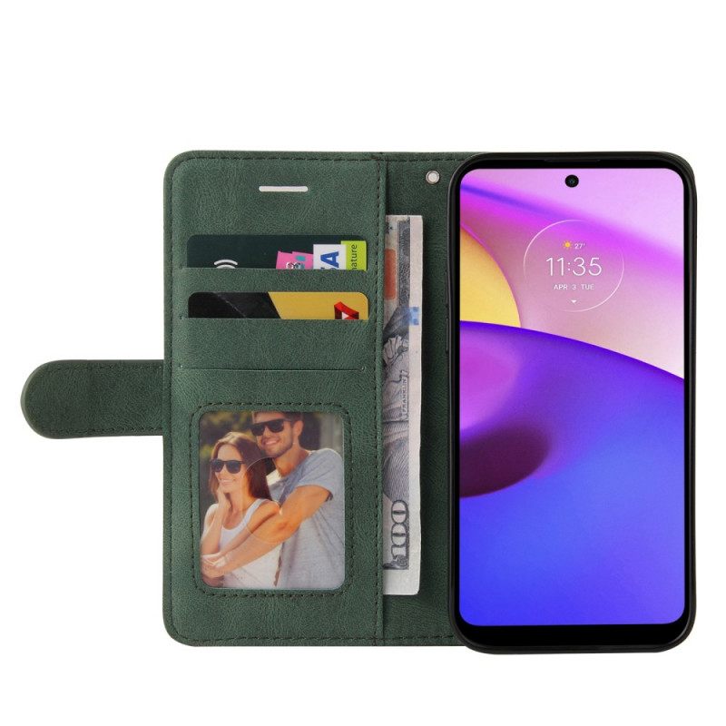 Flip Case Moto E40 / E30 / E20 Signature Kaksisävyinen Keinonahka