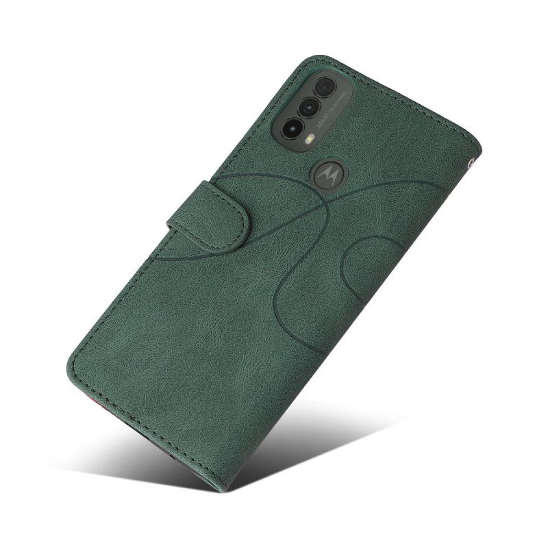 Flip Case Moto E40 / E30 / E20 Signature Kaksisävyinen Keinonahka