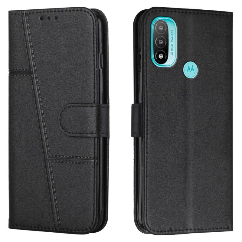 Kotelot Moto E40 / E30 / E20 Suojaketju Kuori Leather Effect Geo Strappy