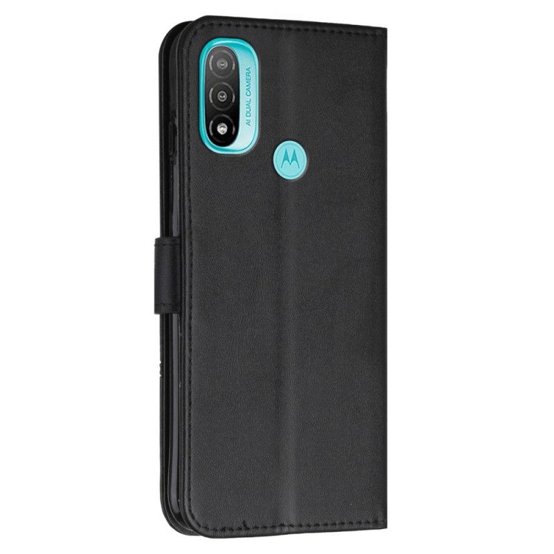 Kotelot Moto E40 / E30 / E20 Suojaketju Kuori Leather Effect Geo Strappy