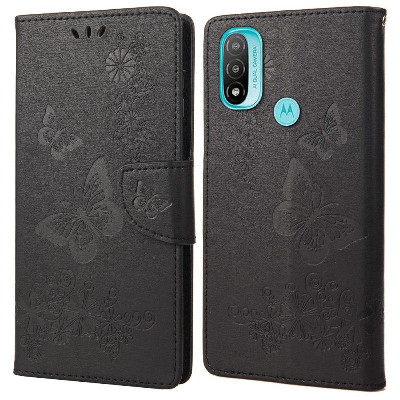 Kotelot Moto E40 / E30 / E20 Suojaketju Kuori Splendid Butterflies Hihnalla