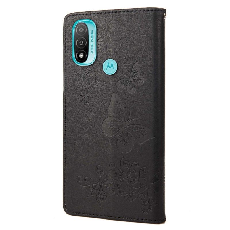 Kotelot Moto E40 / E30 / E20 Suojaketju Kuori Splendid Butterflies Hihnalla