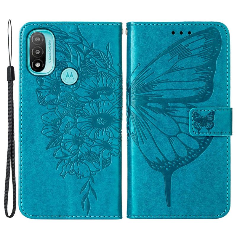 Nahkakotelo Moto E40 / E30 / E20 Butterfly Design