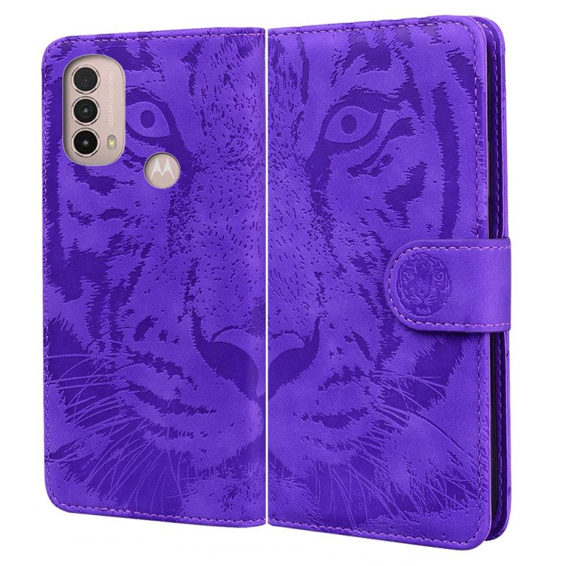 Nahkakotelo Moto E40 / E30 / E20 Tiger Face Print