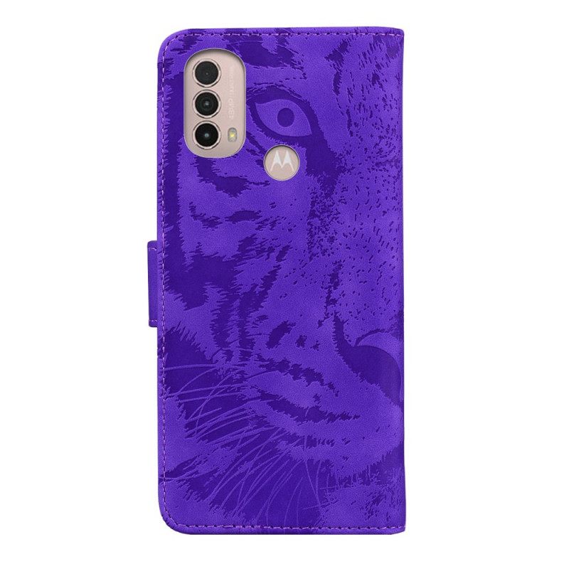 Nahkakotelo Moto E40 / E30 / E20 Tiger Face Print