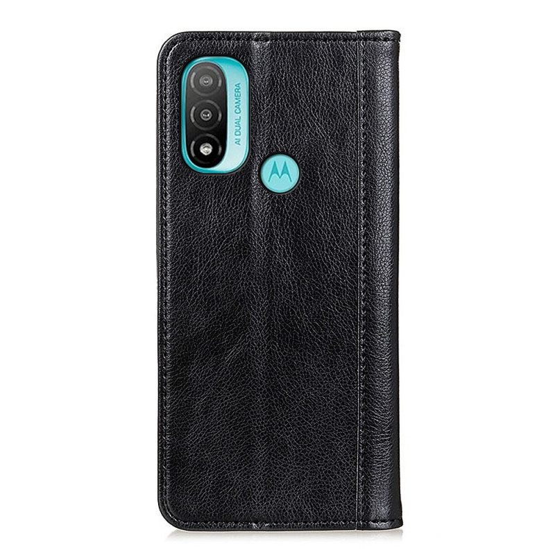 Puhelinkuoret Moto E40 / E30 / E20 Kotelot Flip Elegance Split Litchi Leather