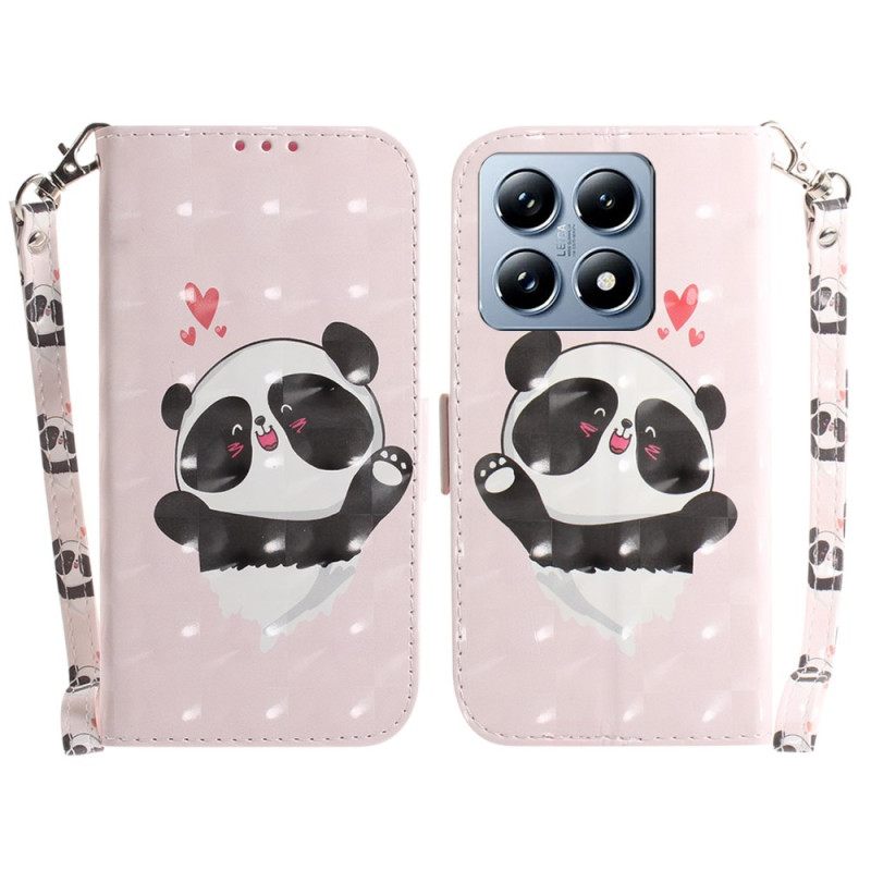 Kotelot Xiaomi 14t Panda Love Hihnalla Suojakuori