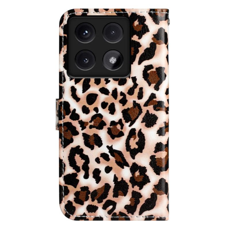 Nahkakotelo Xiaomi 14t Leopardikuvio