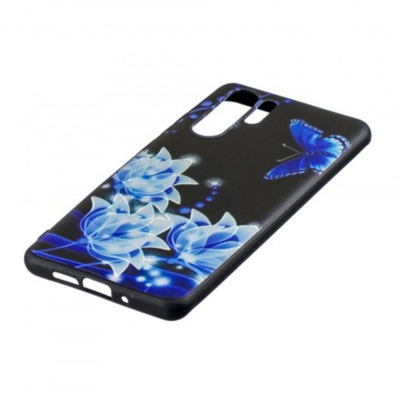 Kuori Huawei P30 Pro Butterfly Ja Blue Flowers