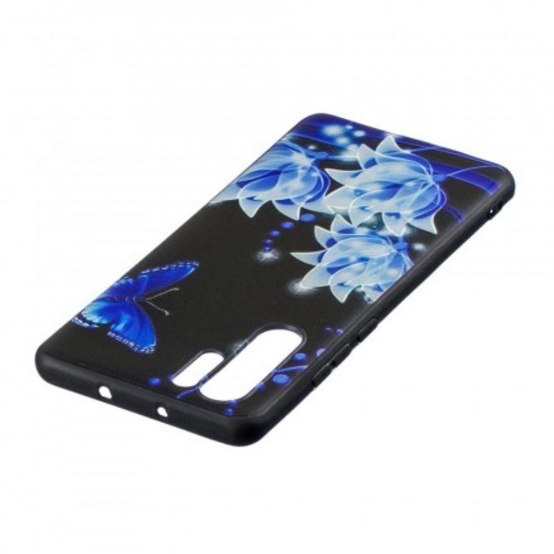 Kuori Huawei P30 Pro Butterfly Ja Blue Flowers