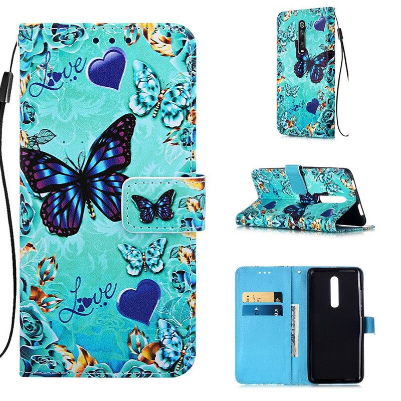 Kotelot Xiaomi Mi 9T / Mi 9T Pro Suojaketju Kuori Love Butterflies In Strap