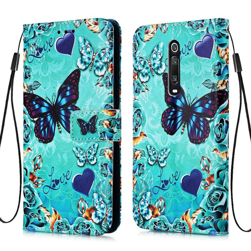 Kotelot Xiaomi Mi 9T / Mi 9T Pro Suojaketju Kuori Love Butterflies In Strap