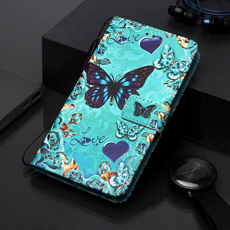 Kotelot Xiaomi Mi 9T / Mi 9T Pro Suojaketju Kuori Love Butterflies In Strap