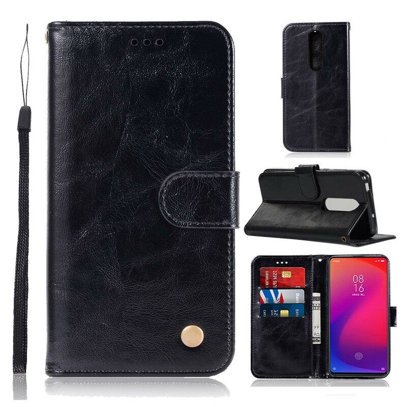 Kotelot Xiaomi Mi 9T / Mi 9T Pro Suojaketju Kuori Vintage Leather Effect Strappy