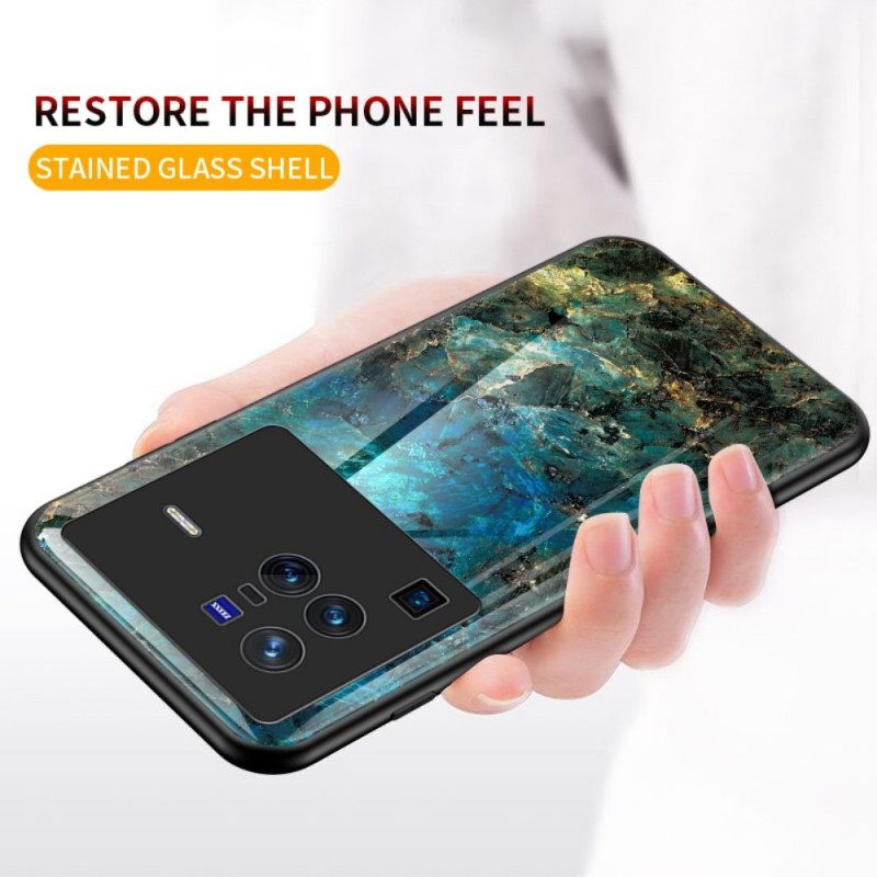 Case Vivo X80 Pro Marble Tempered Glass