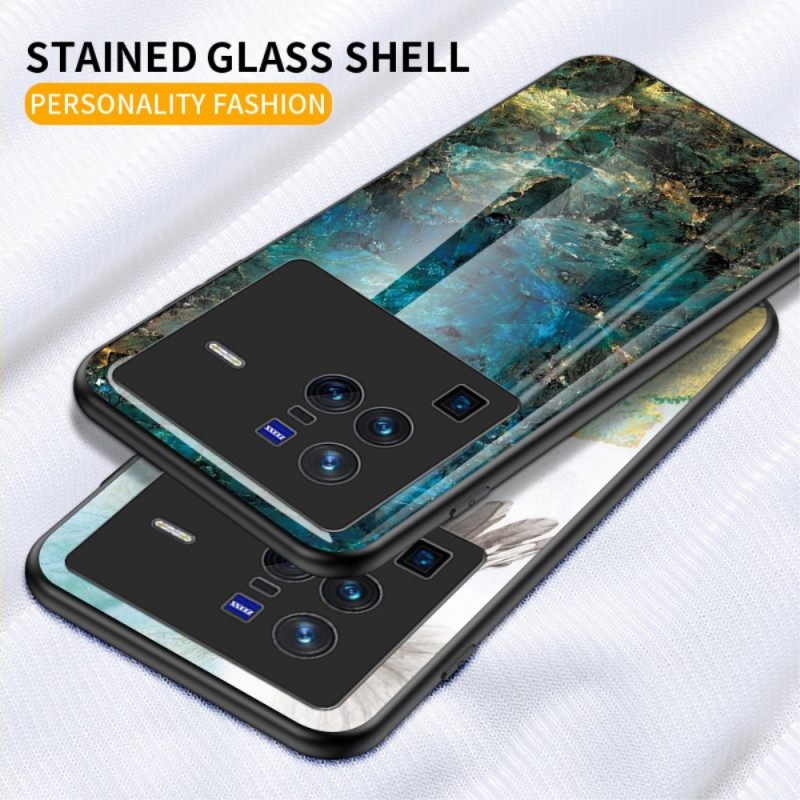 Case Vivo X80 Pro Marble Tempered Glass