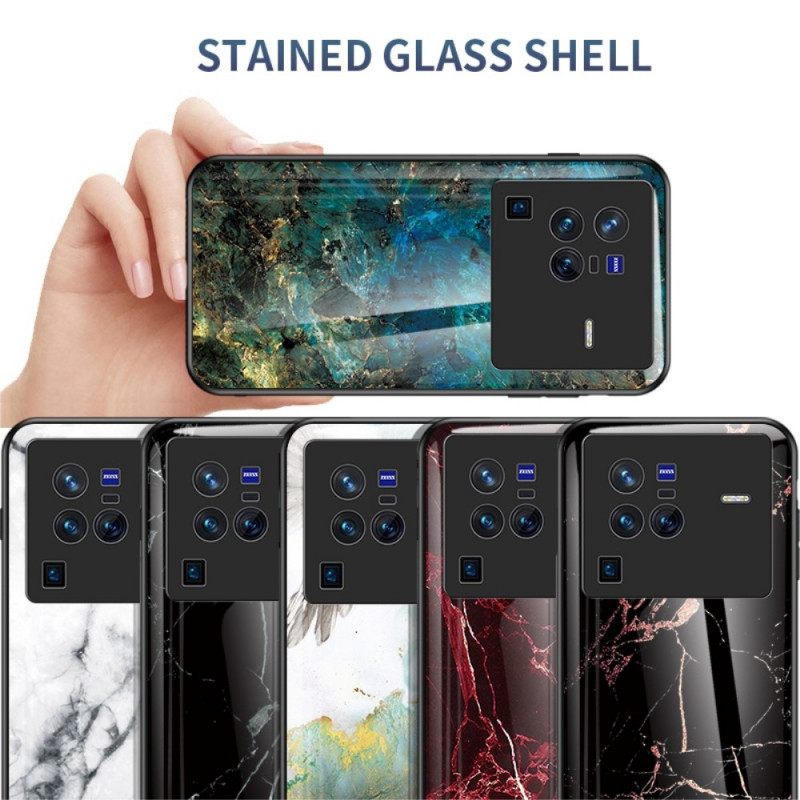 Case Vivo X80 Pro Marble Tempered Glass