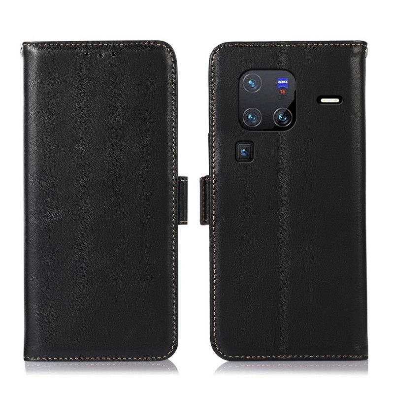 Kotelot Vivo X80 Pro Suojakuori Genuine Leather Rfid-suojaus