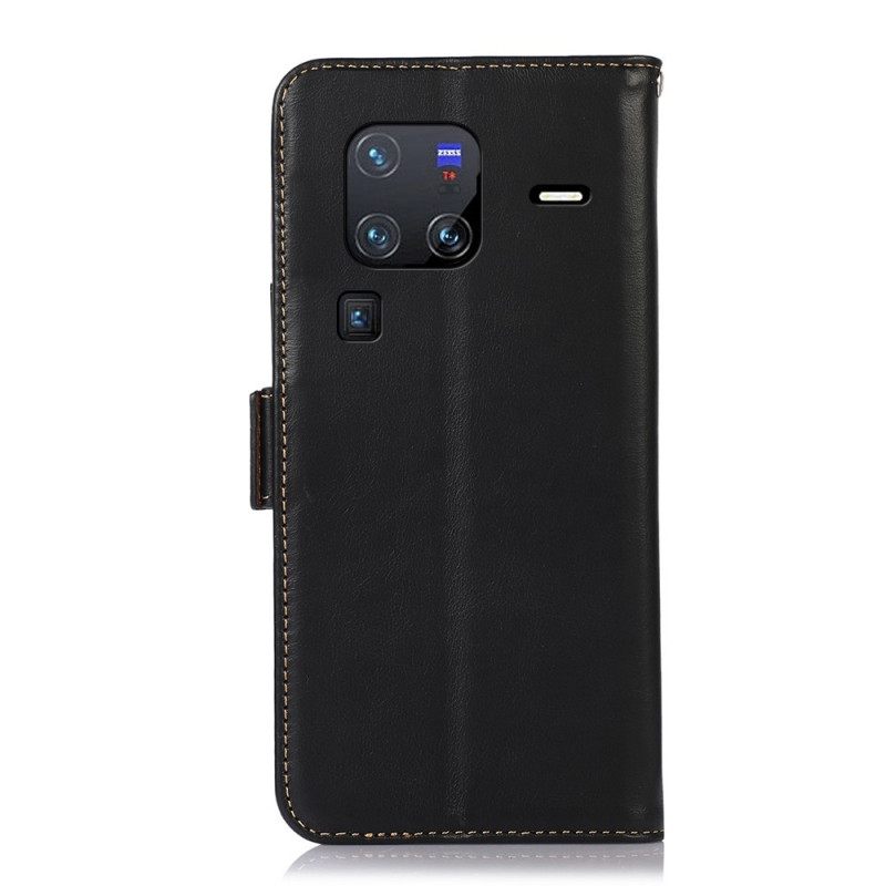 Kotelot Vivo X80 Pro Suojakuori Genuine Leather Rfid-suojaus