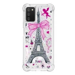 Case Samsung Galaxy A03s Eiffel-tornin Paljetteja