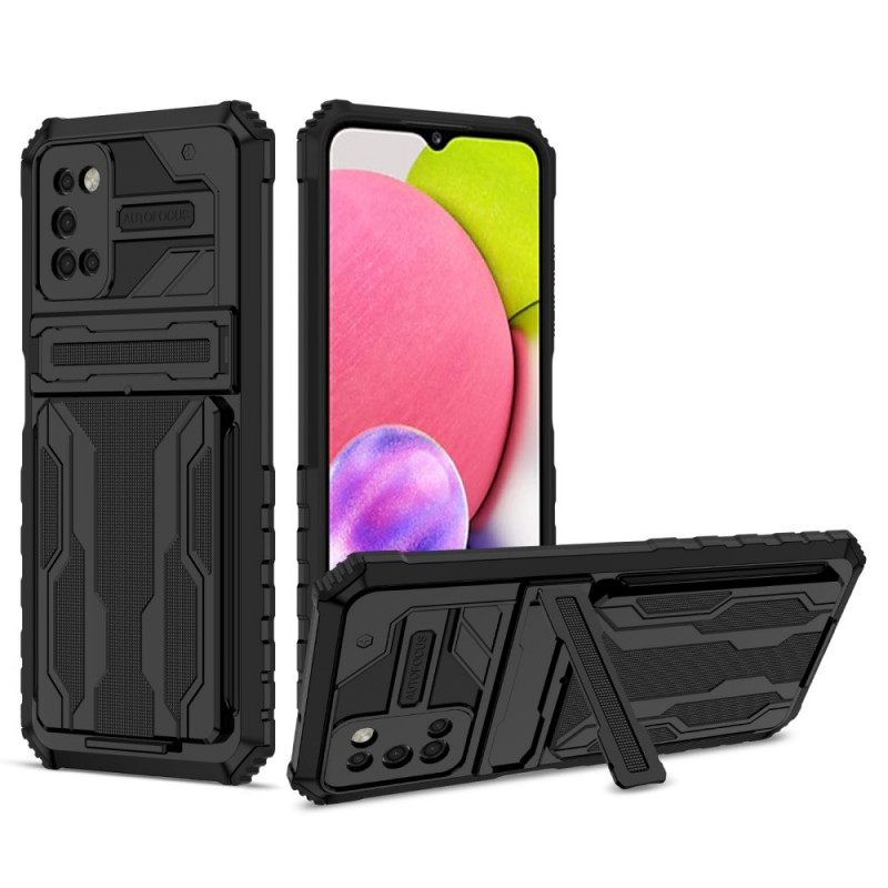 Case Samsung Galaxy A03s Vetoketjullinen Korttipidike Ja Teline