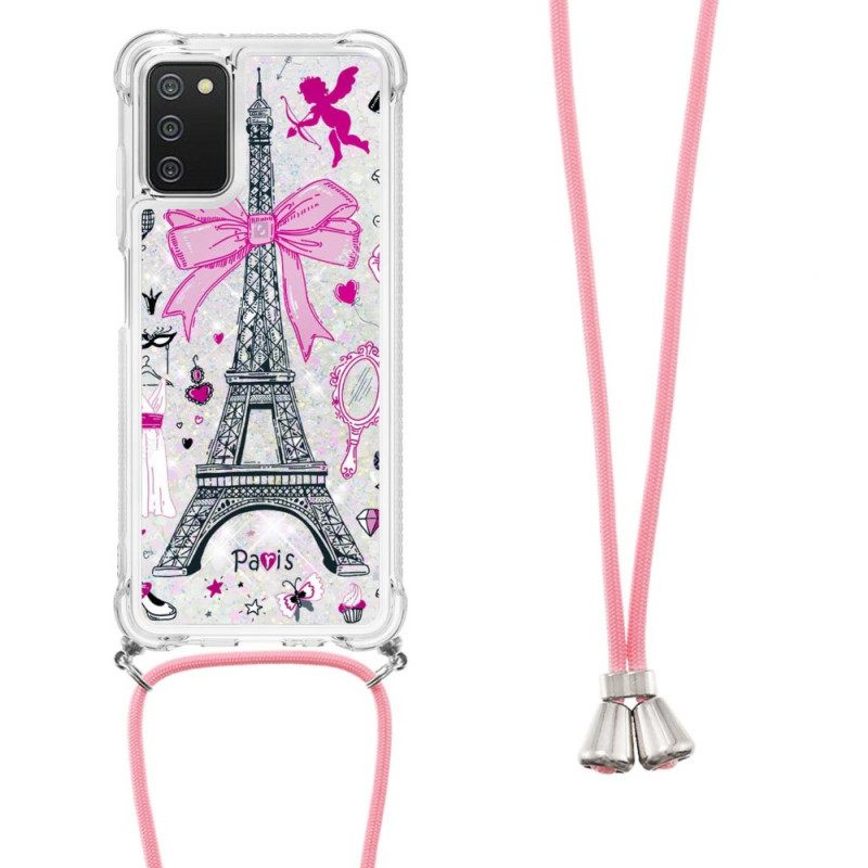 Kuori Samsung Galaxy A03s Kiristysnyörillä Cordon Eiffel Towerissa