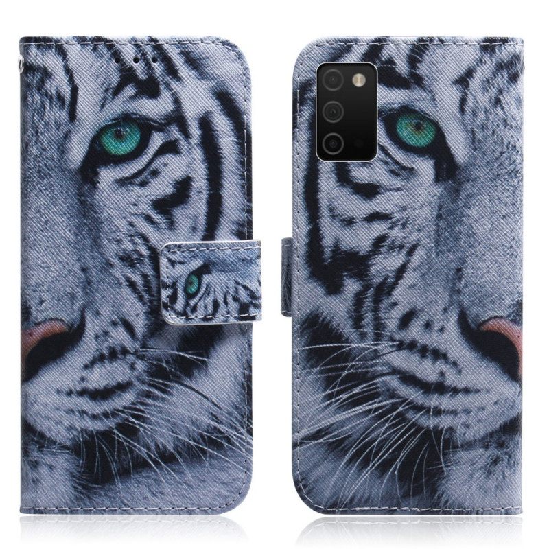 Nahkakotelo Samsung Galaxy A03s Tiger Face