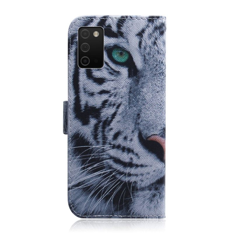 Nahkakotelo Samsung Galaxy A03s Tiger Face