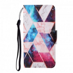 Flip Case Samsung Galaxy A22 4G Marble Kaulanauhalla