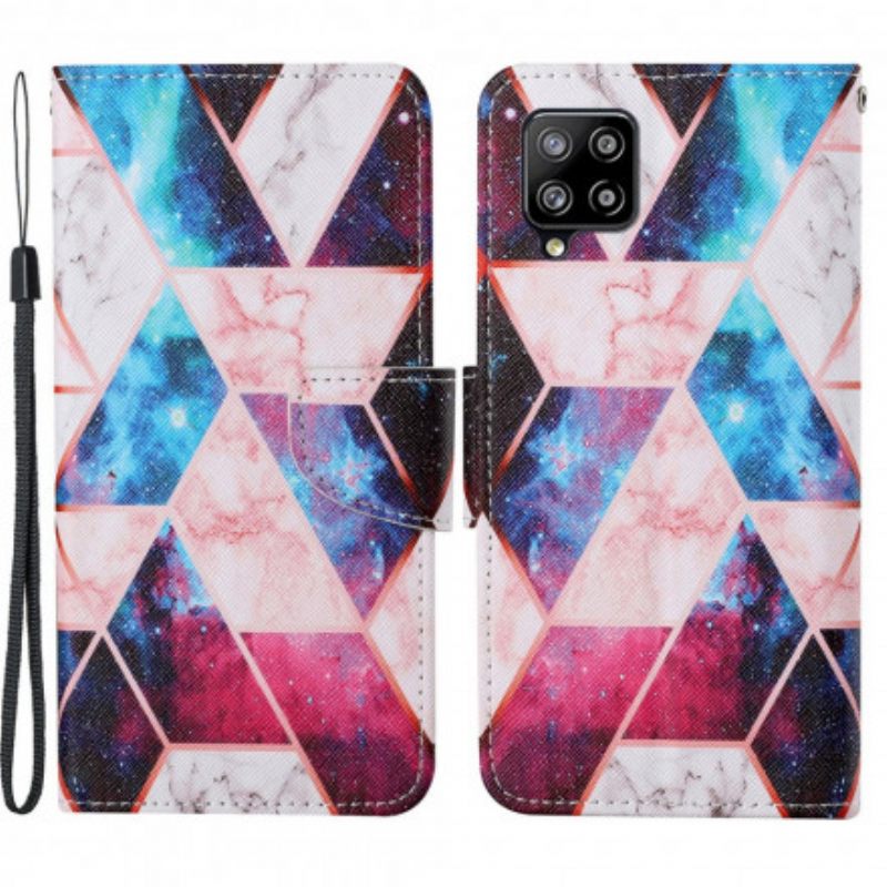 Flip Case Samsung Galaxy A22 4G Marble Kaulanauhalla