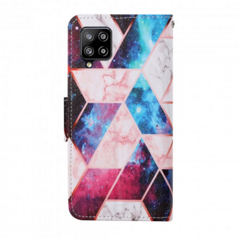 Flip Case Samsung Galaxy A22 4G Marble Kaulanauhalla