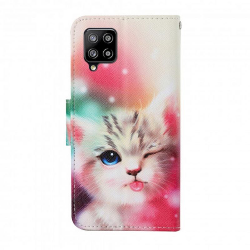 Kotelot Samsung Galaxy A22 4G Cutie Cat Kaulanauhalla